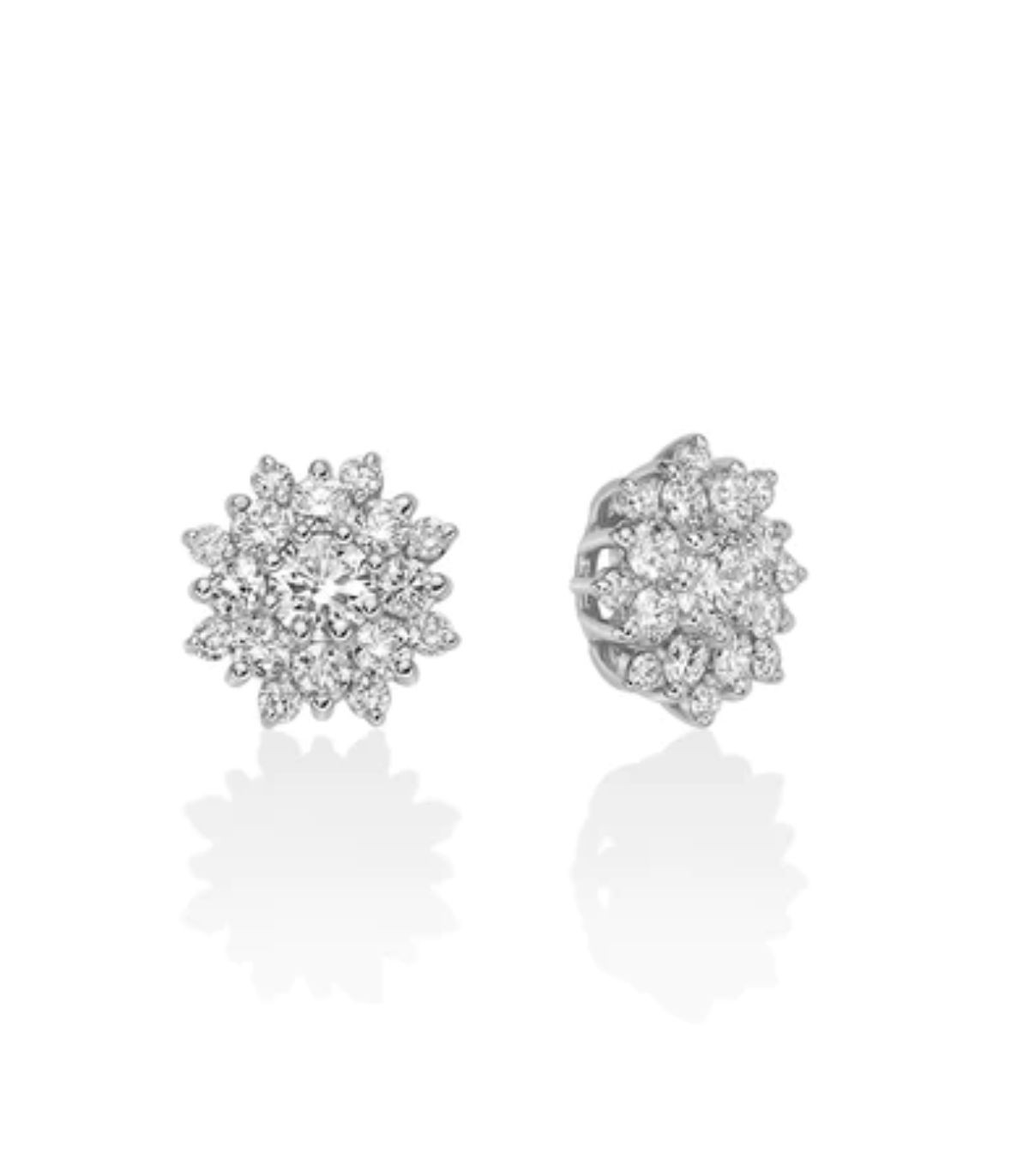 Illuminer Orecchini In Oro Bianco 18K Con Zirconi - A Pressione, Confezione Regalo, Eleganti