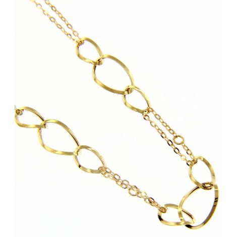 Collana Tre Ovali Catena Roll-On Oro Giallo 18kt