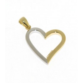 Ciondolo Cuore Filo Oro Giallo 18kt / Oro Bianco 18kt