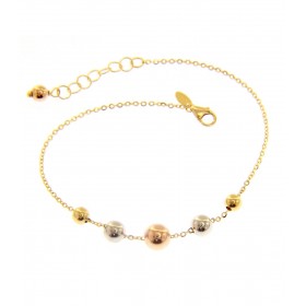 Bracciale Tre Ori Sfere Oro Giallo 18kt
