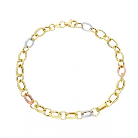 Bracciale Tre Ori Ovale Oro Giallo/Oro Rosa/Oro Bianco