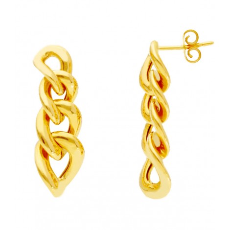 Orecchini Pendenti Catena Groumette Oro Giallo 18kt