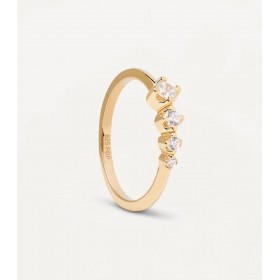 Anello Spark PDPAOLA Argento Placcato Oro Giallo 18kt Zirconi Bianchi