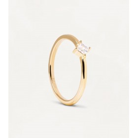 Anello Obi PDPAOLA Argento Placcato Oro Giallo 18kt Zirconi Bianchi