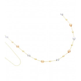 Collana Tre Ori Sfere Lisce Oro Giallo-Oro Bianco-Oro Rosa