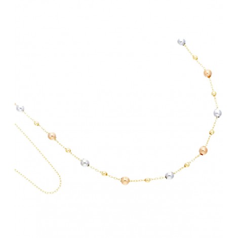 Collana Tre Ori Sfere Lisce Oro Giallo-Oro Bianco-Oro Rosa