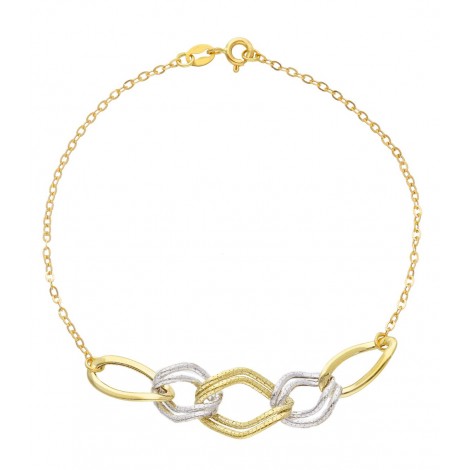 Bracciale Ovali Seghettati Oro Giallo-Oro Bianco 18kt