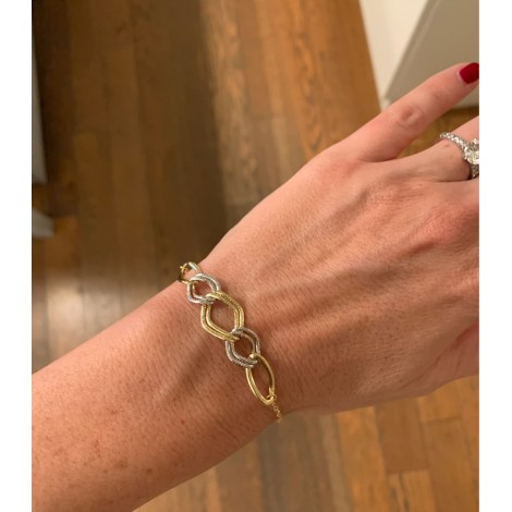 Bracciale Ovali Seghettati Oro Giallo-Oro Bianco 18kt