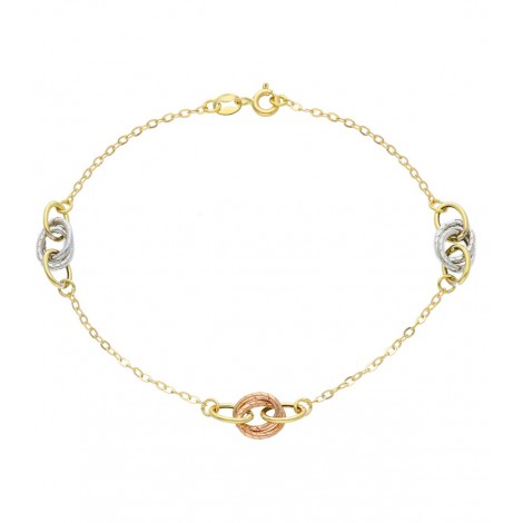 Bracciale Tre Ori Ovali Intrecciati Oro Giallo/Oro Rosa/Oro Bianco