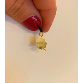 Ciondolo Quadrifoglio Piatto Oro Giallo 18kt