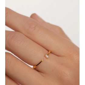 Anello Suzi PDPAOLA Argento Placcato Oro Giallo 18kt Zirconi Bianchi