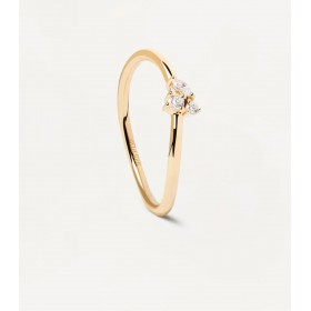 Anello Lua PDPAOLA Argento Placcato Oro Giallo 18kt Zirconi Bianchi