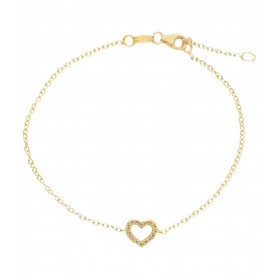 Bracciale Cuore Centrale Zirconi Bianchi Oro Giallo 18kt