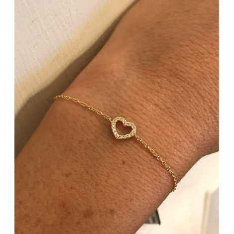 Bracciale Cuore Centrale Zirconi Bianchi Oro Giallo 18kt