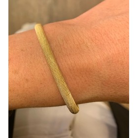 Bracciale Rigido Sottile Maglia Lavorata In Argento Dorato