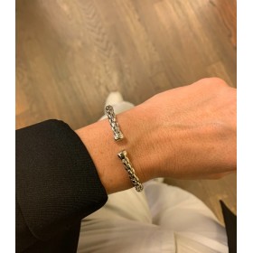 Bracciale Rigido Maglia Lavorata In Argento