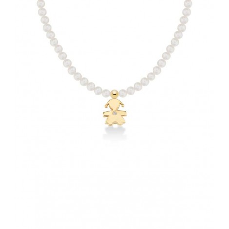 Collana Le Bebé Sagoma Bimba Le Perle Oro Giallo Diamante LBB821