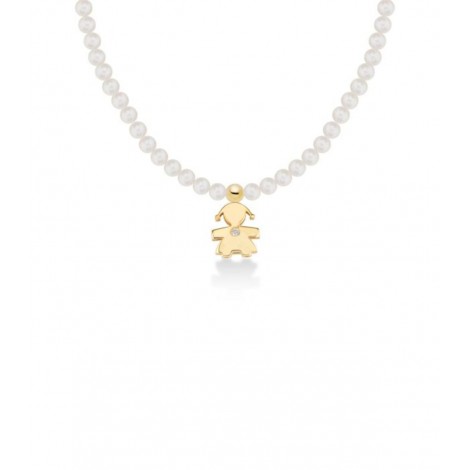 Collana Le Bebé Sagoma Bimba Le Perle Oro Giallo Diamante LBB821