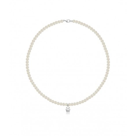 Collana Le Bebé Sagoma Bimba Le Perle Oro Bianco Diamante LBB801