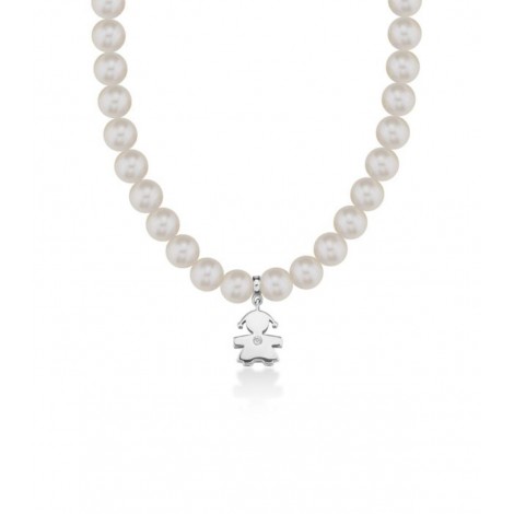 Collana Le Bebé Sagoma Bimba Le Perle Oro Bianco Diamante LBB801