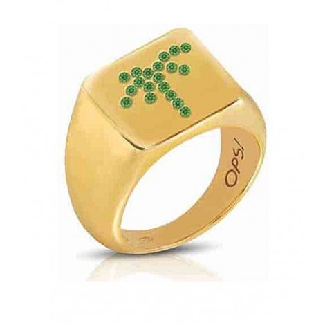 Anello OPS Objects Icon Argento 925 Gold Zirconi Verdi OPS-ICG23