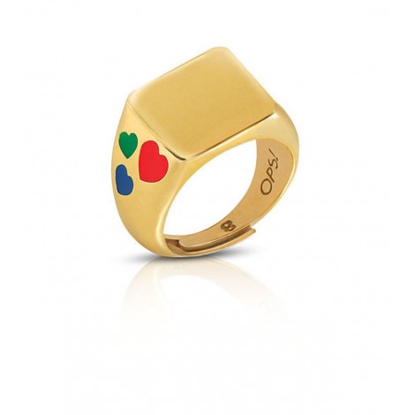 Anello OPS Objects Icon Argento 925 Gold Cuori Colorati OPS-ICG25