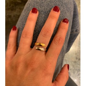 Anello Fascia Modello Contrariè Oro Giallo 18kt- Oro Bianco