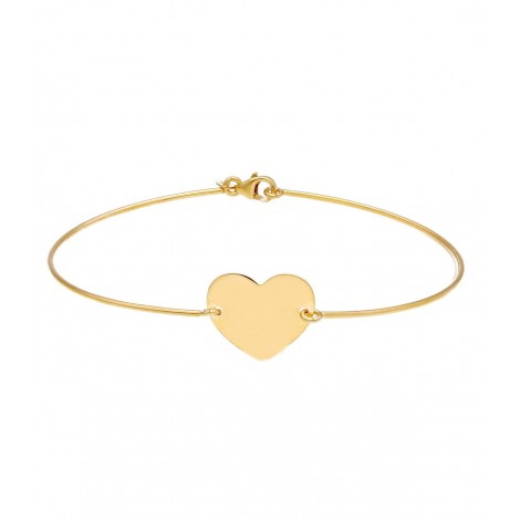 Bracciale Rigido Cuore Liscio Centrale Oro Giallo 18kt