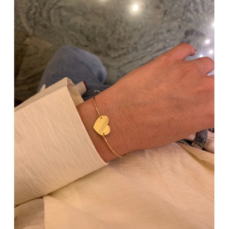 Bracciale Rigido Cuore Liscio Centrale Oro Giallo 18kt