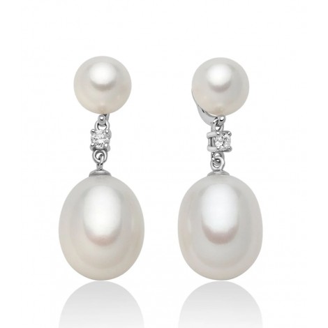 Orecchini Perle Miluna Oro Bianco 18kt Perle 9-9,5mm Diamanti 0,07ct PER2522