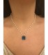 Collana Raggi Perle Pietra Grande blu