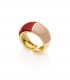 Unoaerre Anello Bronze Dorato Smalto Bordeaux/Beige