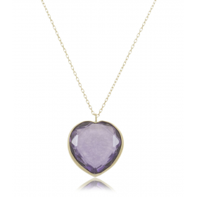 Collana Cuore Pietra Ametista Oro Giallo 9kt