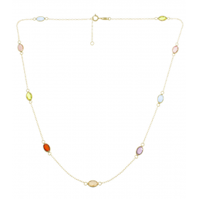 Collana Ovali Sfaccettati Oro Giallo 9kt Zirconi