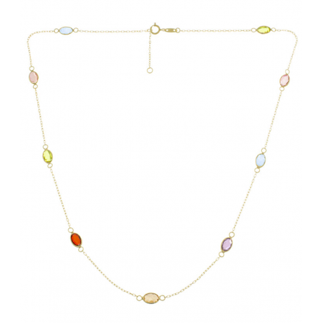 Collana Ovali Sfaccettati Oro Giallo 9kt Zirconi