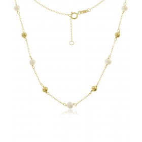 Collana Oro Giallo 9kt Perle Sfere Passanti