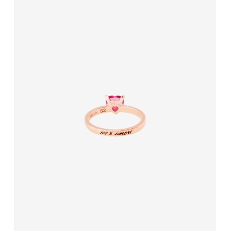 Anello Dodo Cuore 100 Amore Oro Rosa 9kt Rubino Diamanti MiRaggi