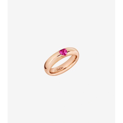 Anello Dodo Cuore 100% Amore Oro Rosa 9kt Rubino