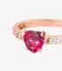 Anello Dodo Cuore 100% Amore Oro Rosa 9kt Rubino Diamanti
