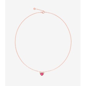 Collana Dodo Cuore 100% Amore Oro Rosa 9kt Rubino Diamanti
