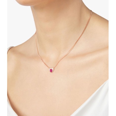 Collana Dodo Cuore 100% Amore Oro Rosa 9kt Rubino Diamanti