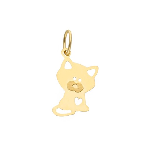 Ciondolo Gatto Effetto Satinato Oro Giallo 18kt