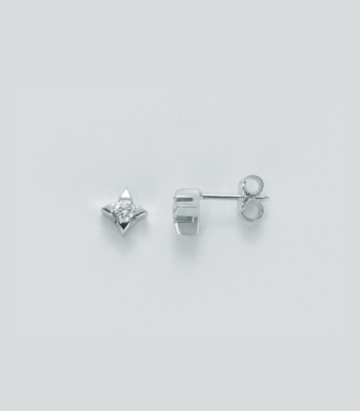 Orecchino singolo punto luce argento rodiato lucido Nove25