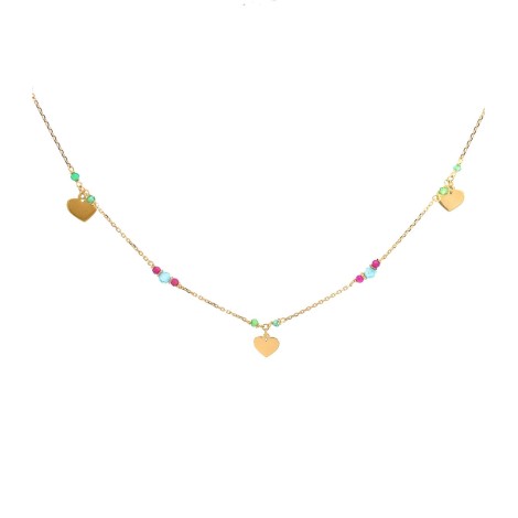 Collana Cuori Pendenti Oro Giallo 9Kt