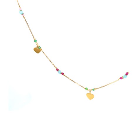 Collana Cuori Pendenti Oro Giallo 9Kt