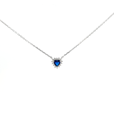 Collana Cuore Argento 925 Zirconi Colorati