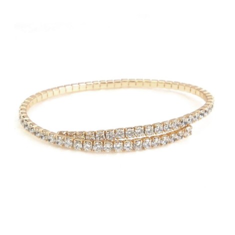 Bracciale Rigido Argento 925 Dorato Zirconi