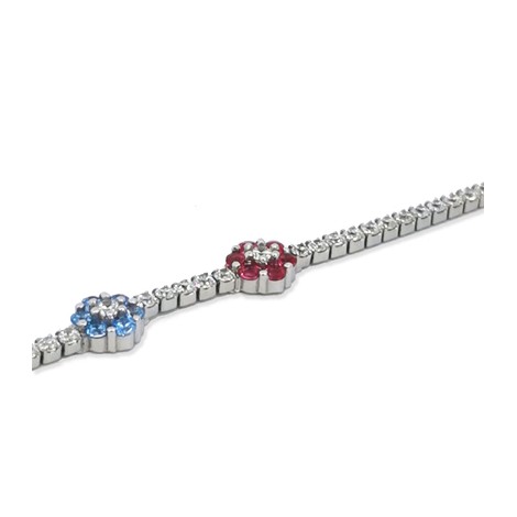 Bracciale Tennis Fiori Argento 925 Zirconi Colorati