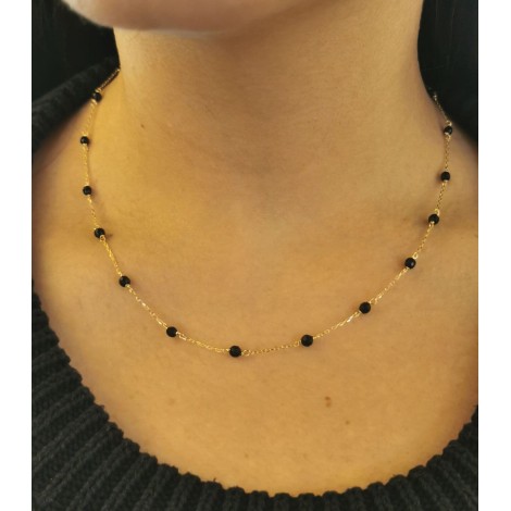 Collana Oro Giallo 9kt Onice Nero 9V/9GAG52585 - Indossata