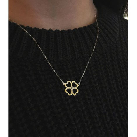 Collana Quadrifoglio Filo Oro Giallo 9kt 9GAG52800 - Indossata